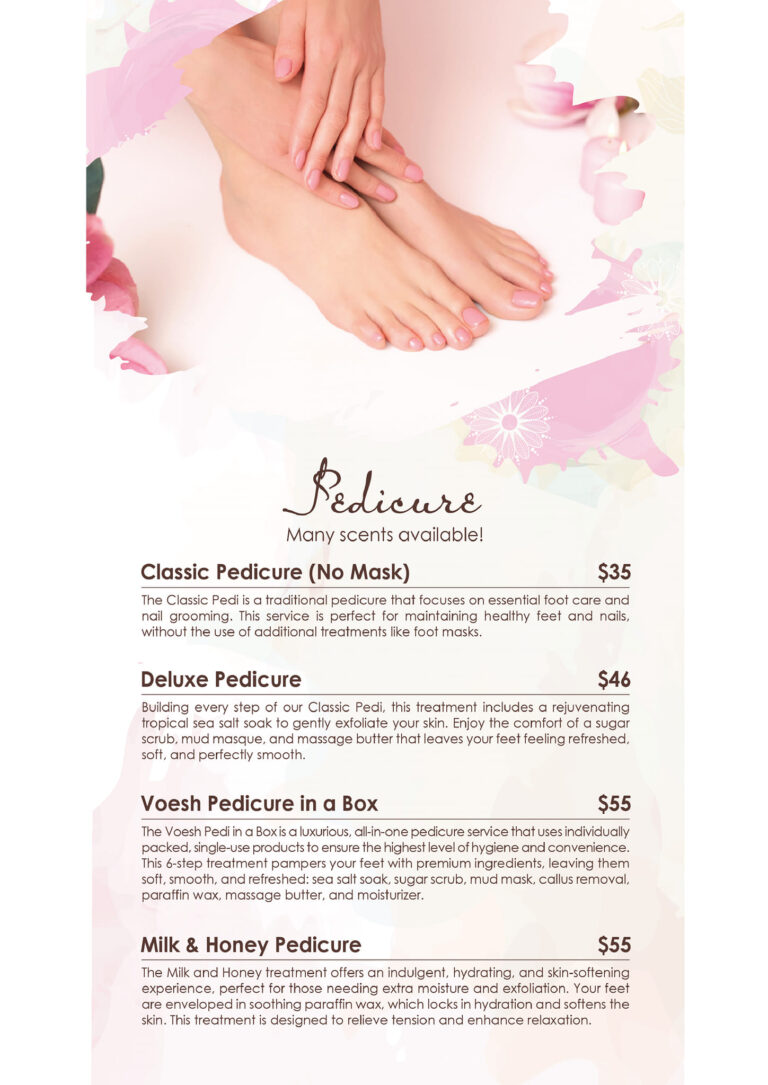 Pedicure In Naperville, IL, Menu 1